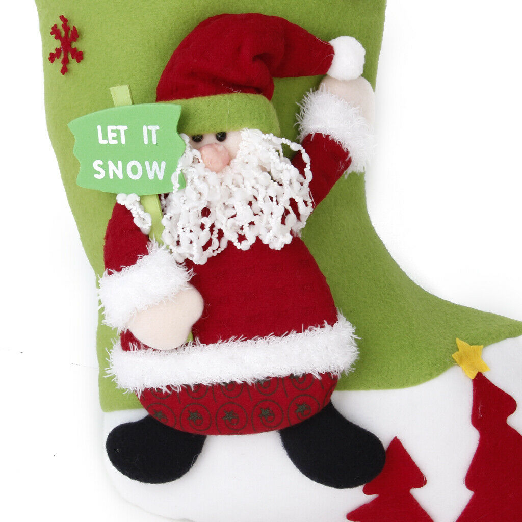 Xmas Holiday Stocking Santa Claus Gift Bag Hanging Sock Indoor