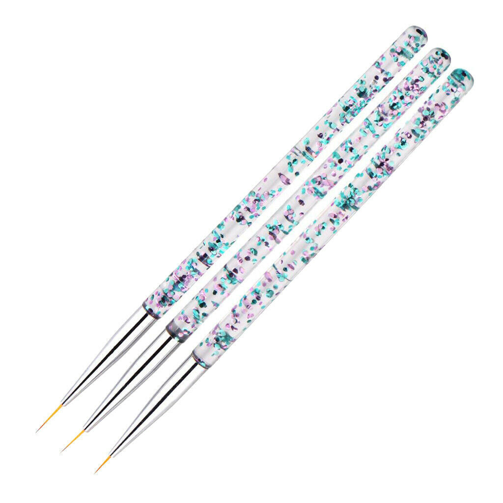 6x 3 Sizes 7/9/11mm Nail Art Brush Set for Thin Lines Strokes Striping