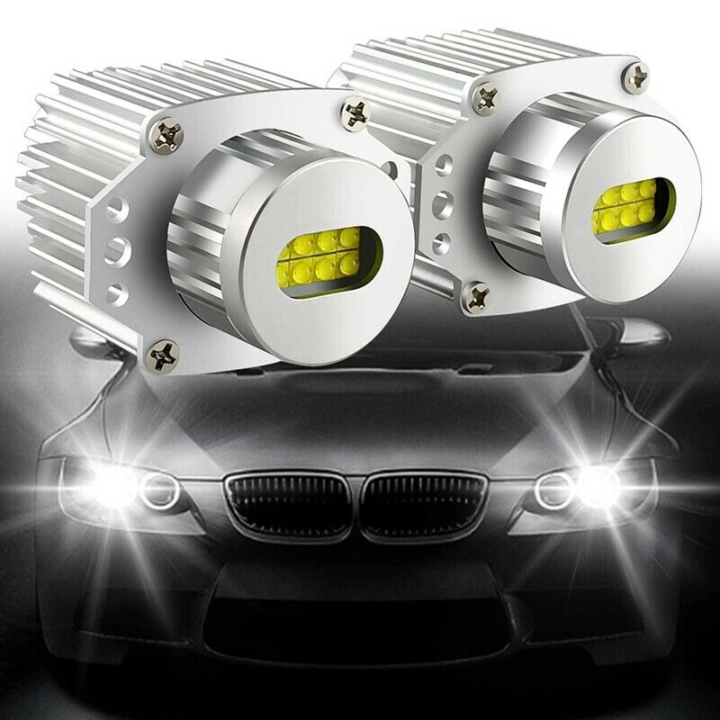 2Pcs Angel Eyes CANbus 80W LED Headlight Marker Light Bulbs Error Free for -Q7R2