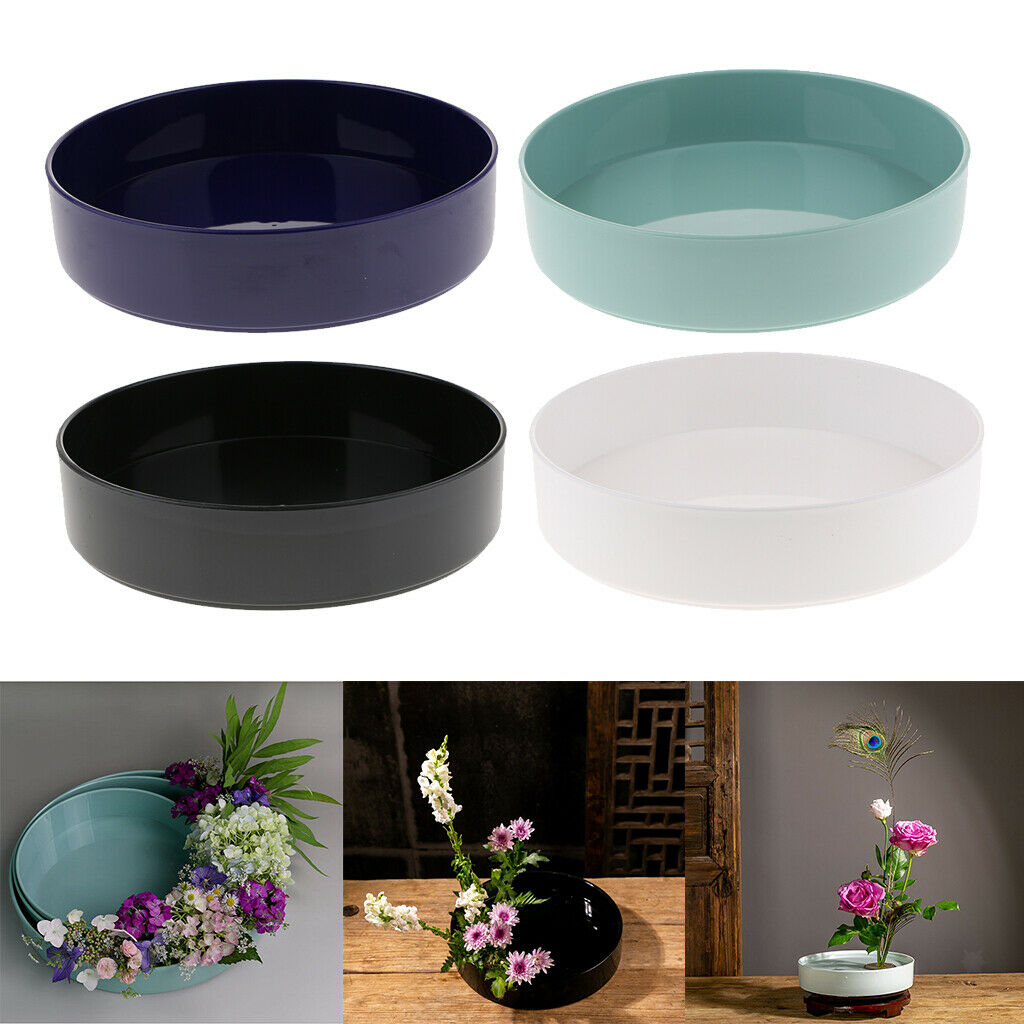 2x 2Pcs Japanese Round Bonsai Ikebana Suiban Pot Tray Vase for Every Season