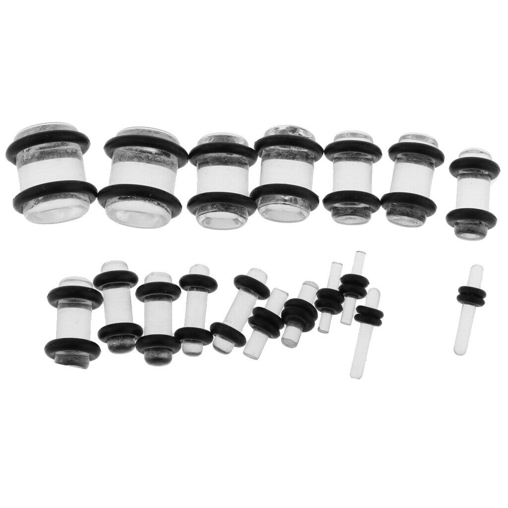 36pcs Ear Gauges Stretching Kit Acrylic Plug 14G-00G Expander Transparent