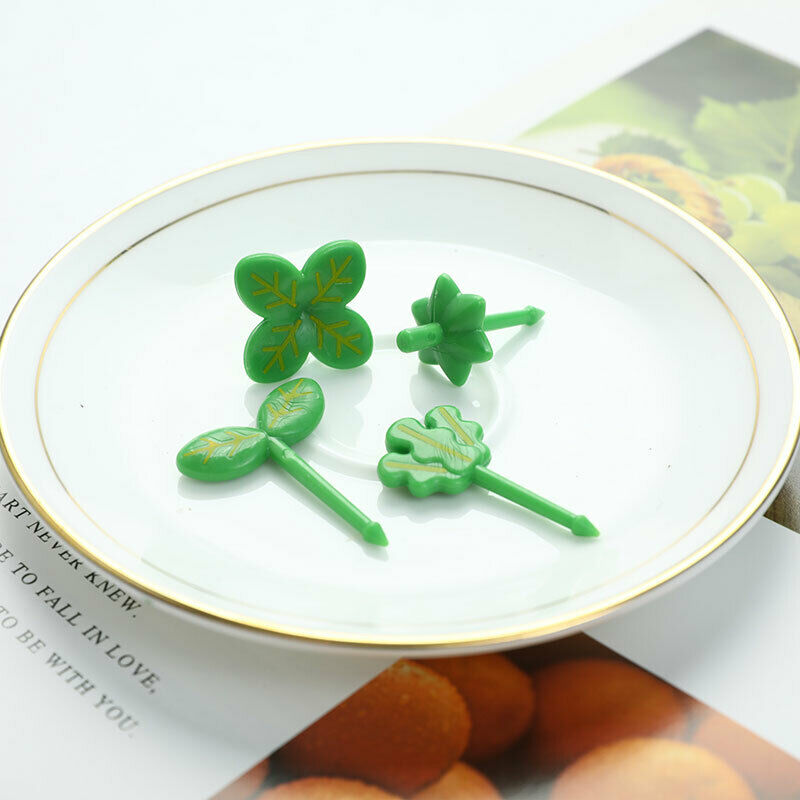 8pcs Fruit Fork Toothpick Leaves Decoration Small Salad Tiny Fork Mini Cake P Kt