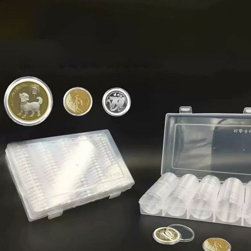 Plastic Capsules Box For Token Coin Holder Protector Container Case Collectibles