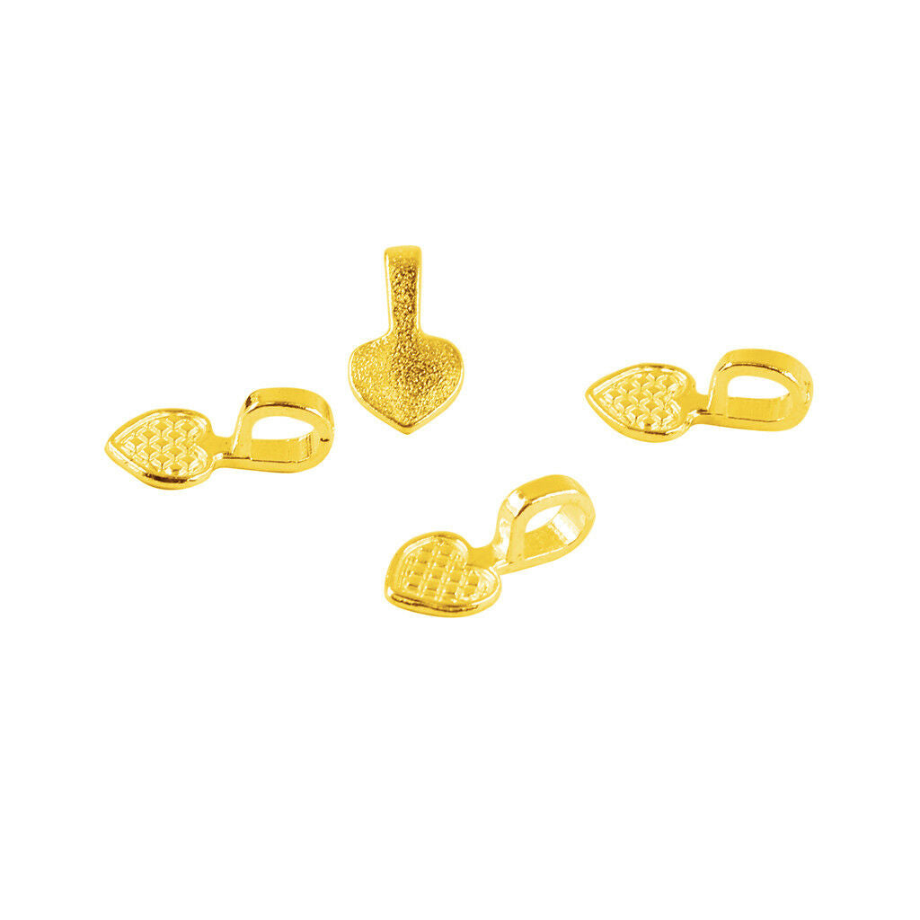200PCS Alloy Heart Charm Pendant Glue on Bail Connector for DIY Necklace