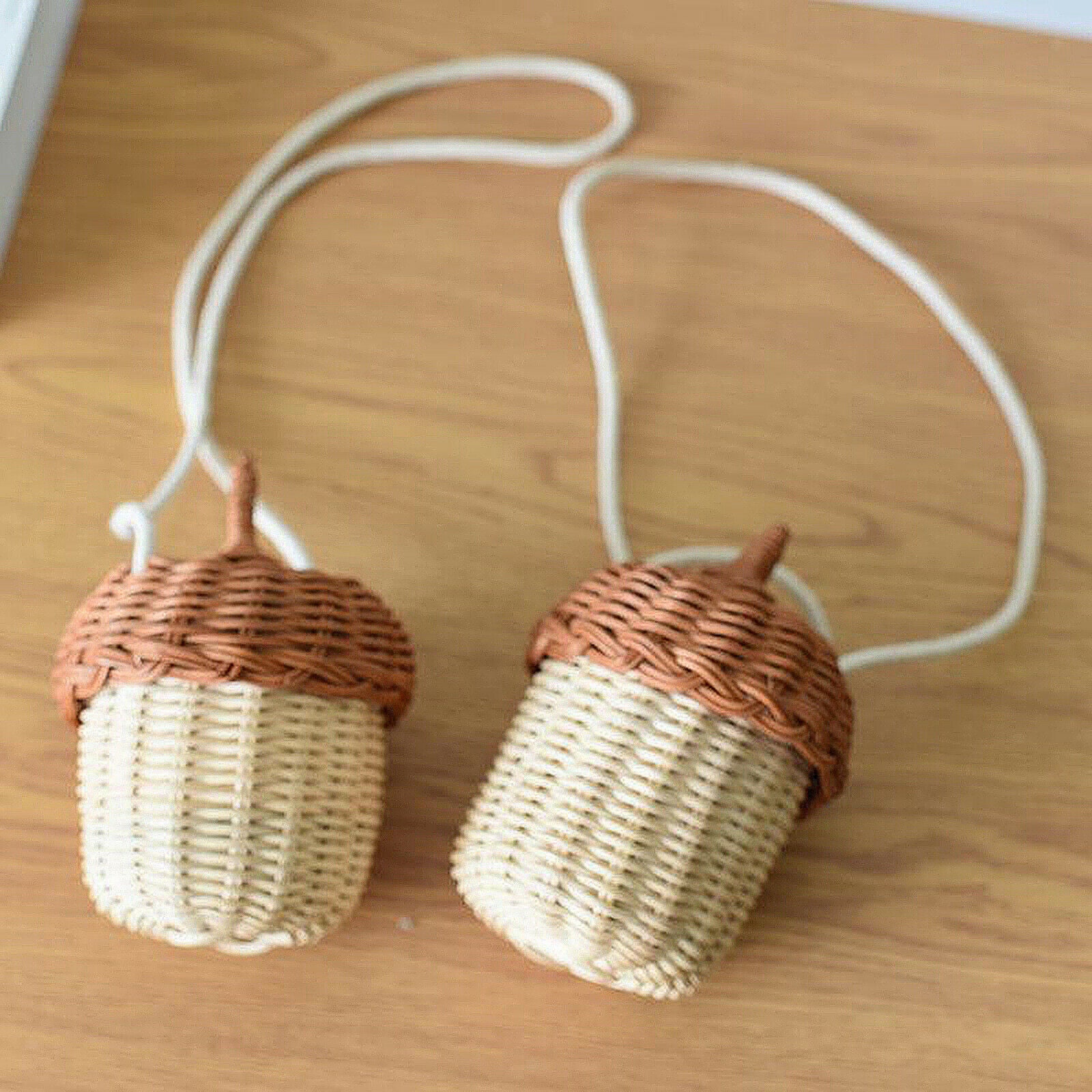 Lady Cute Chic Round Rattan Handbag Straw Tote Bucket Bag Party Picnic