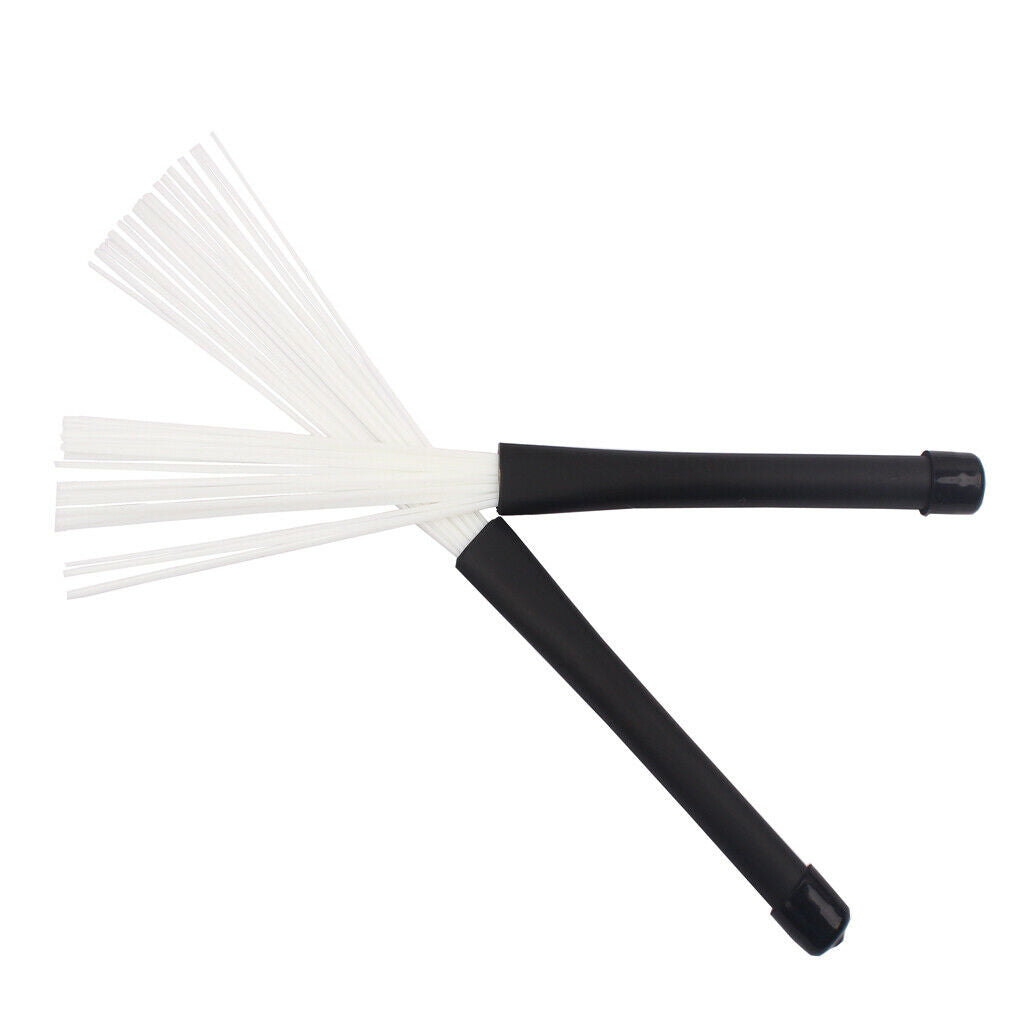 1 Pair White Nylon Drum Brush 32 cm Retractable Telescopic Handle