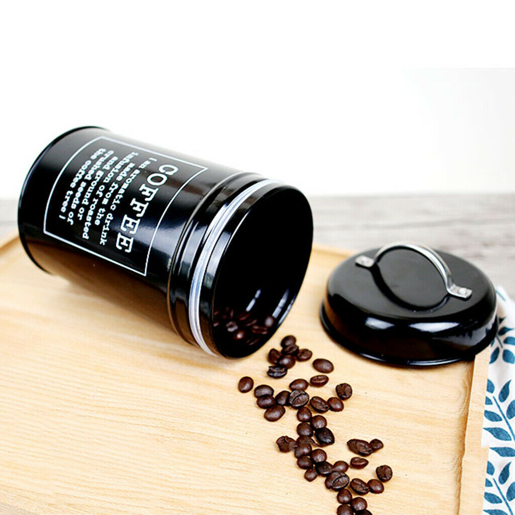 3pcs Tea Coffee Sugar Canisters Metal Kitchen Storage Tin Jars Pots Black