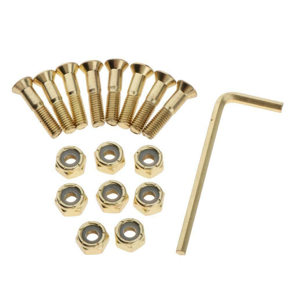 8Set Steel SkateBoard Screws and Nuts Longboard Skate Hardware Screws Bolts
