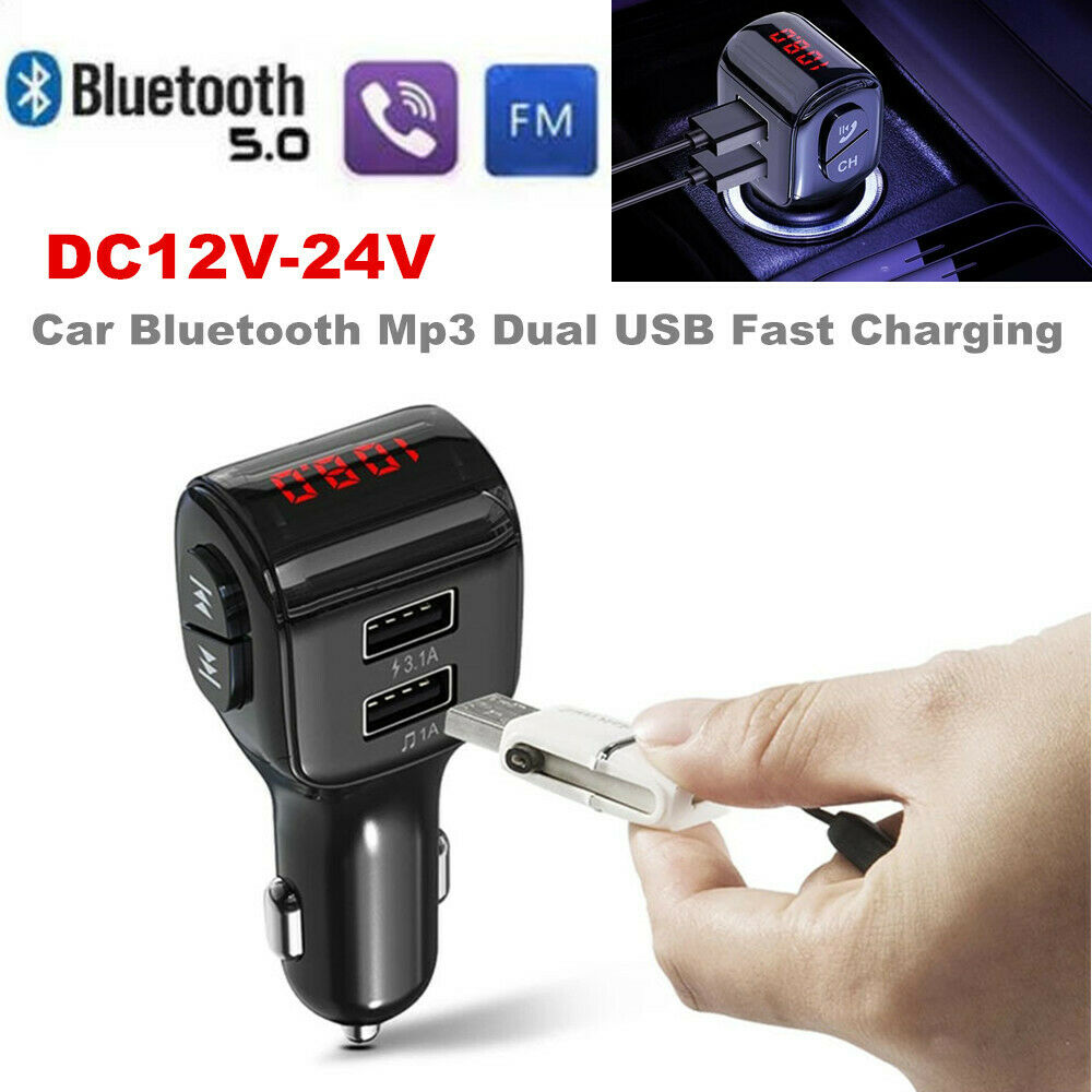 DC12V-24V Car Bluetooth Mp3 dual USB Port 3A Fast Charging Transmission FM Radio