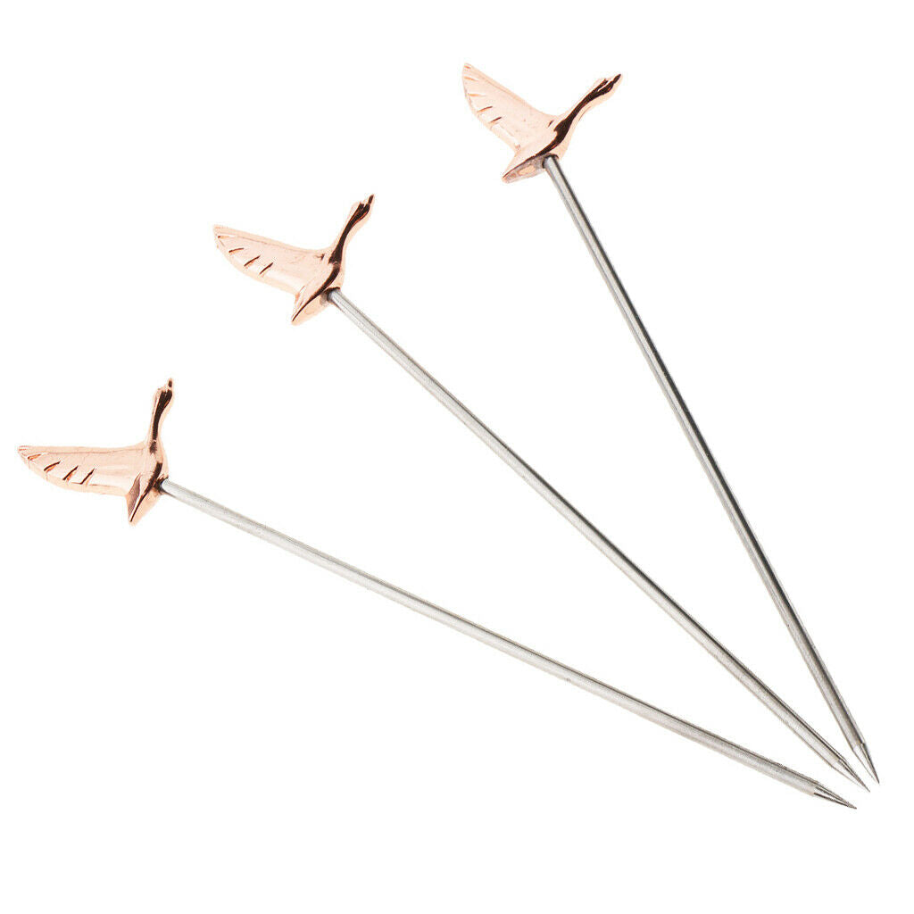 6PCS Steel Fruit Drink Sticks Cocktail Picks for   Martini Picks