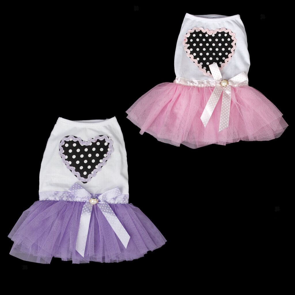 2 Pcs Summer Sweet Style Pet Dog Skirt, Cute Female Girl Pink Princess Dress for