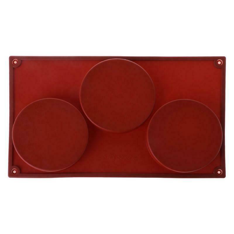 3-Cavity Large Round Disc Candy Silicone Shallow Cylinder Cake Chocolate Mold
