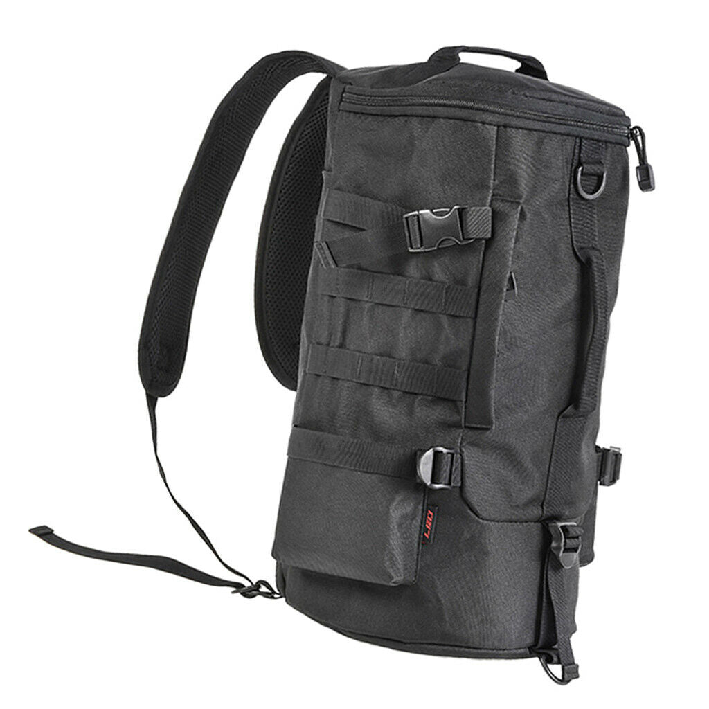 Round Large Capacity Fishing Tackle Backpack Fishing Carrier Bag Black