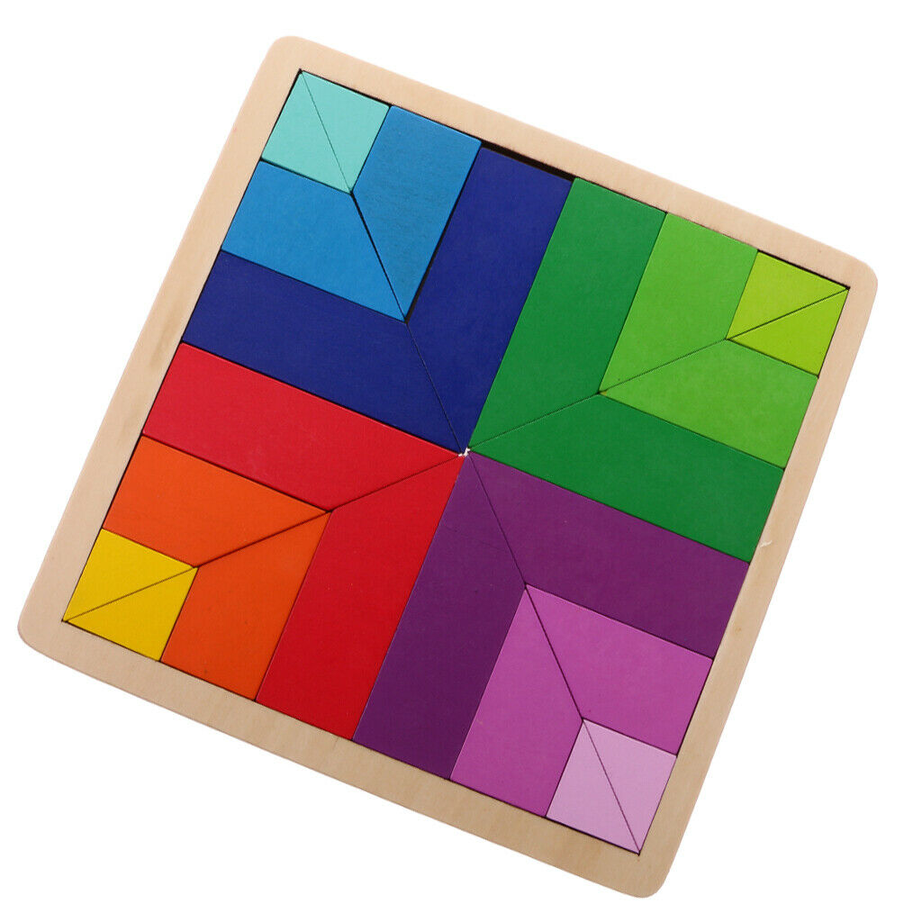 Children Colorful Wooden Puzzle Tangram Brain Teaser Game Children's Toys # 1