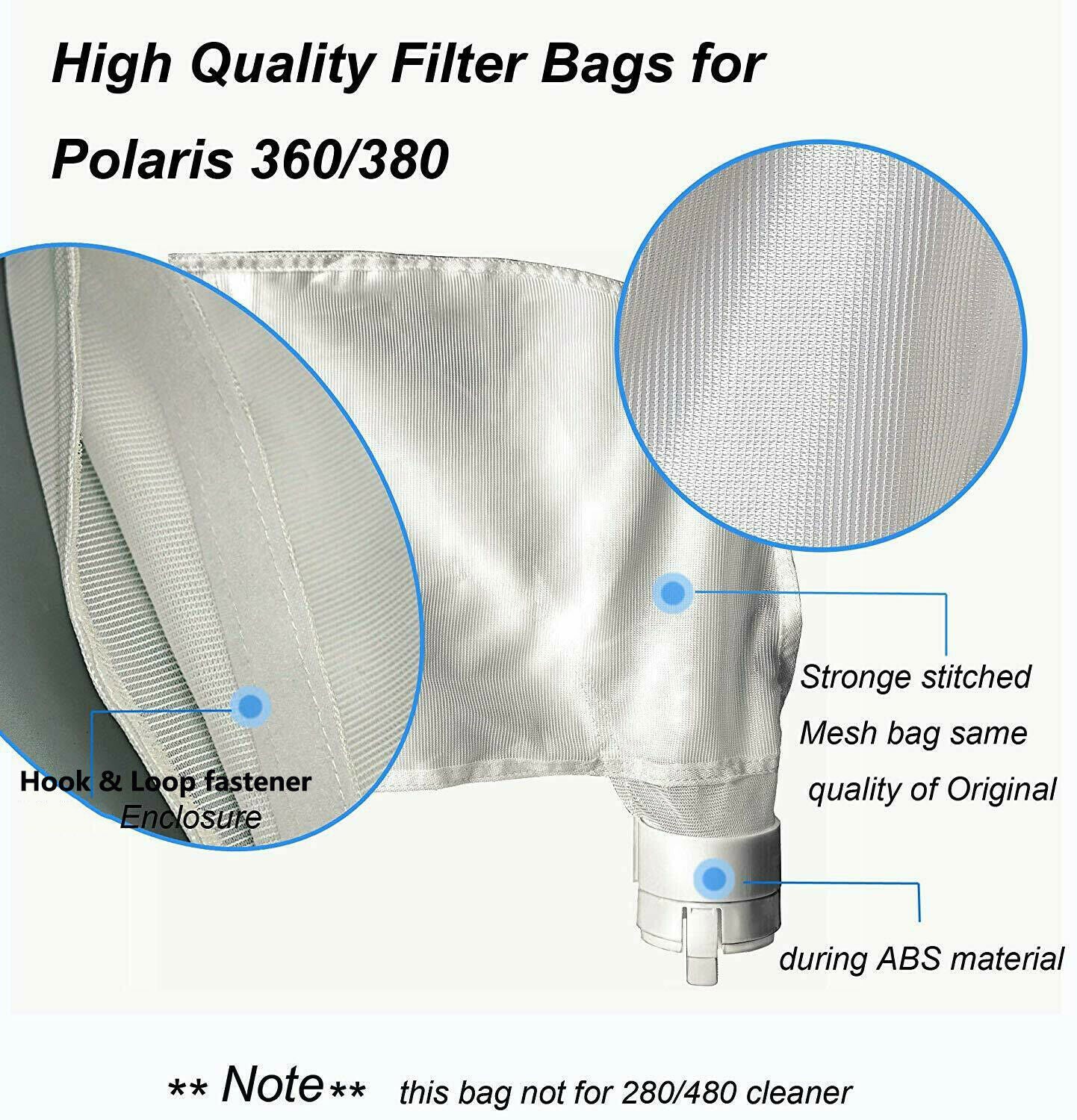 2 pcs 360 Bag Replacement Fits for Polaris 360, 380  All Purpose Bag