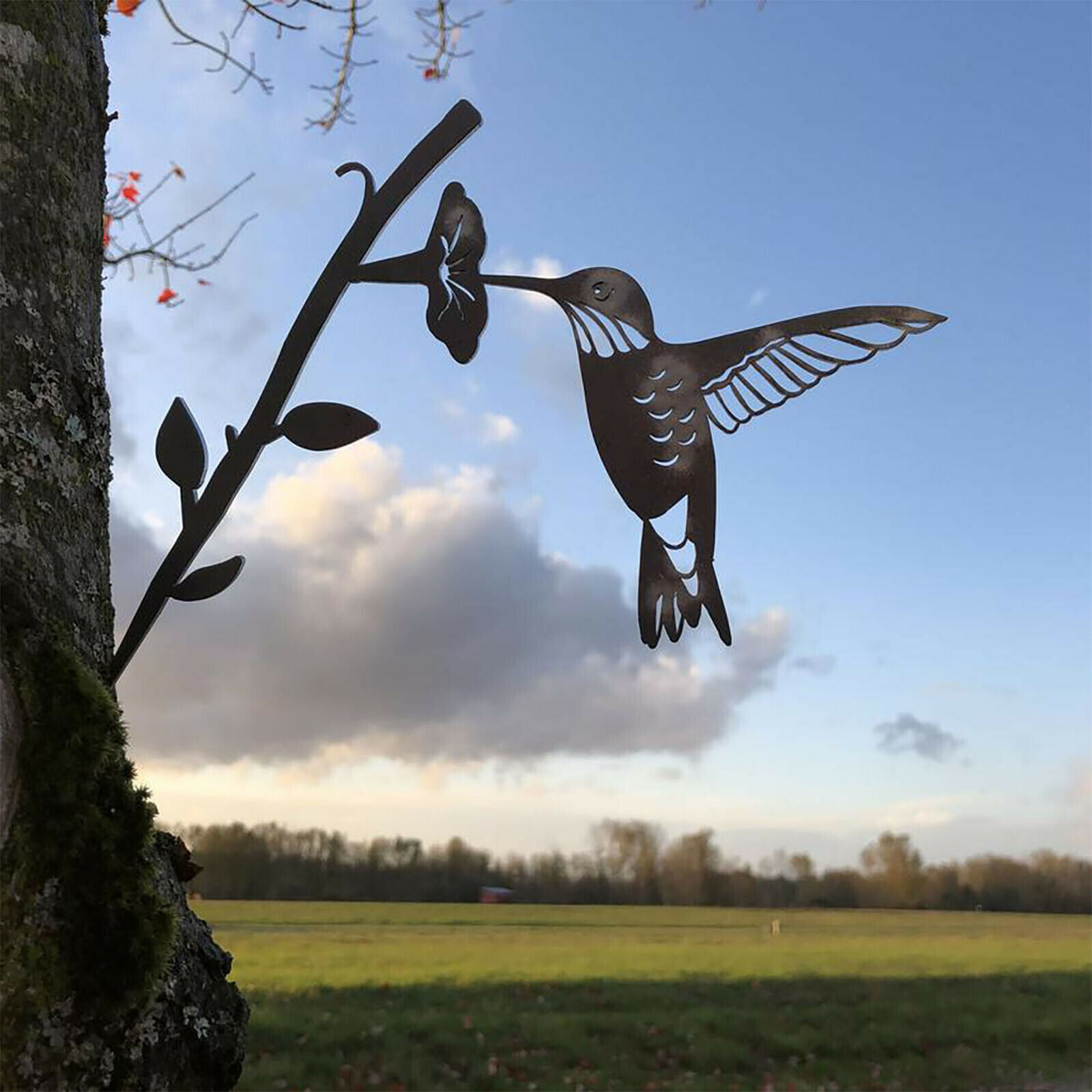 Hummingbird Metal Bird Art Garden DecorYard Tree Metal Art Ornament Outdoor