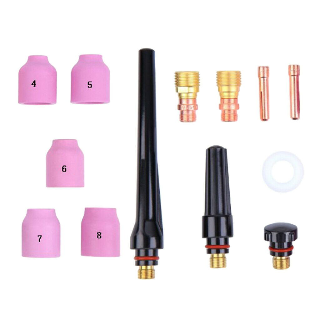 13x TIG Welding Torch Accessories Kit Collets Body Alumina Nozzle Back Cup Kit