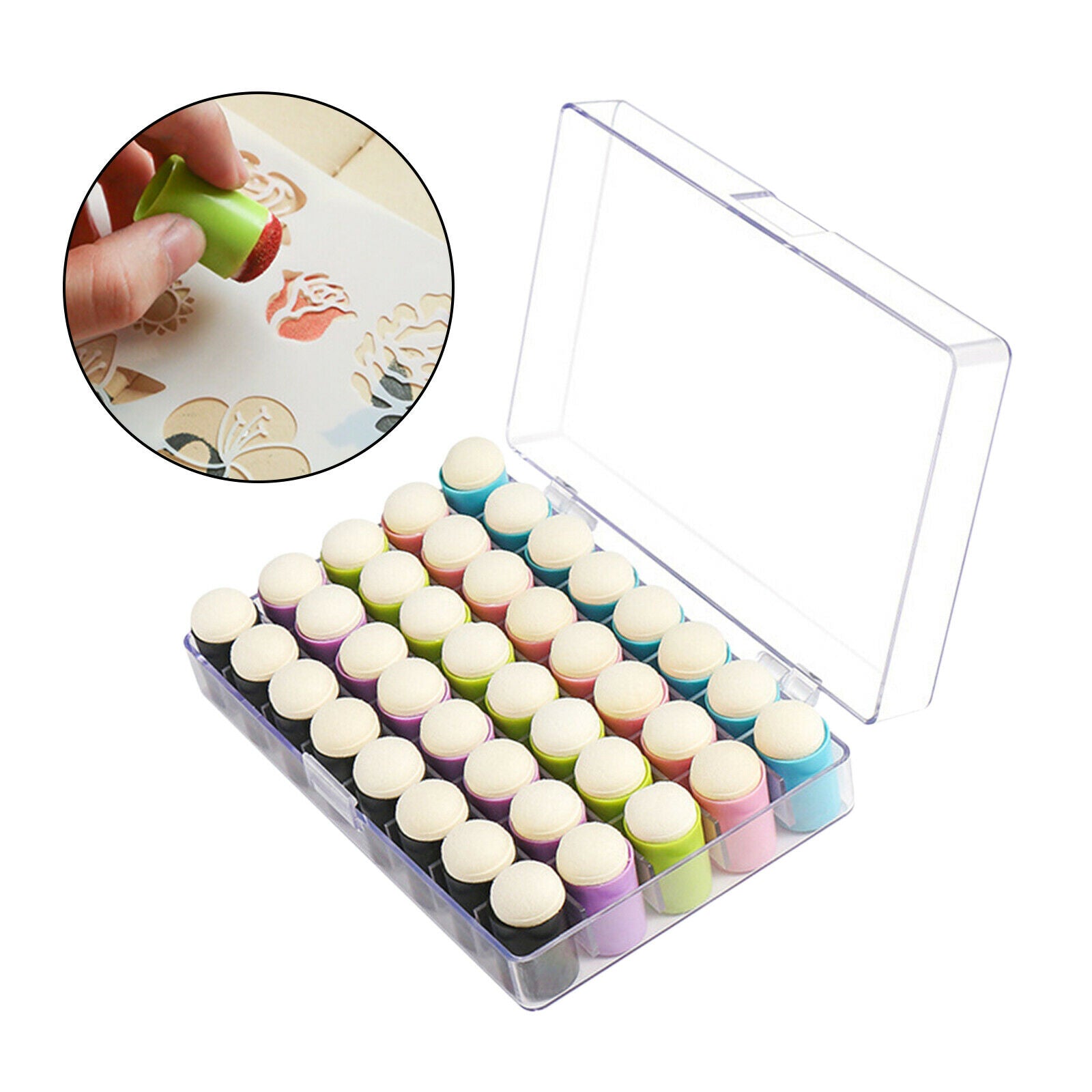 40Pc Finger Sponge Daubers Painting Ink Chalk Tool for Cards Making Stamping