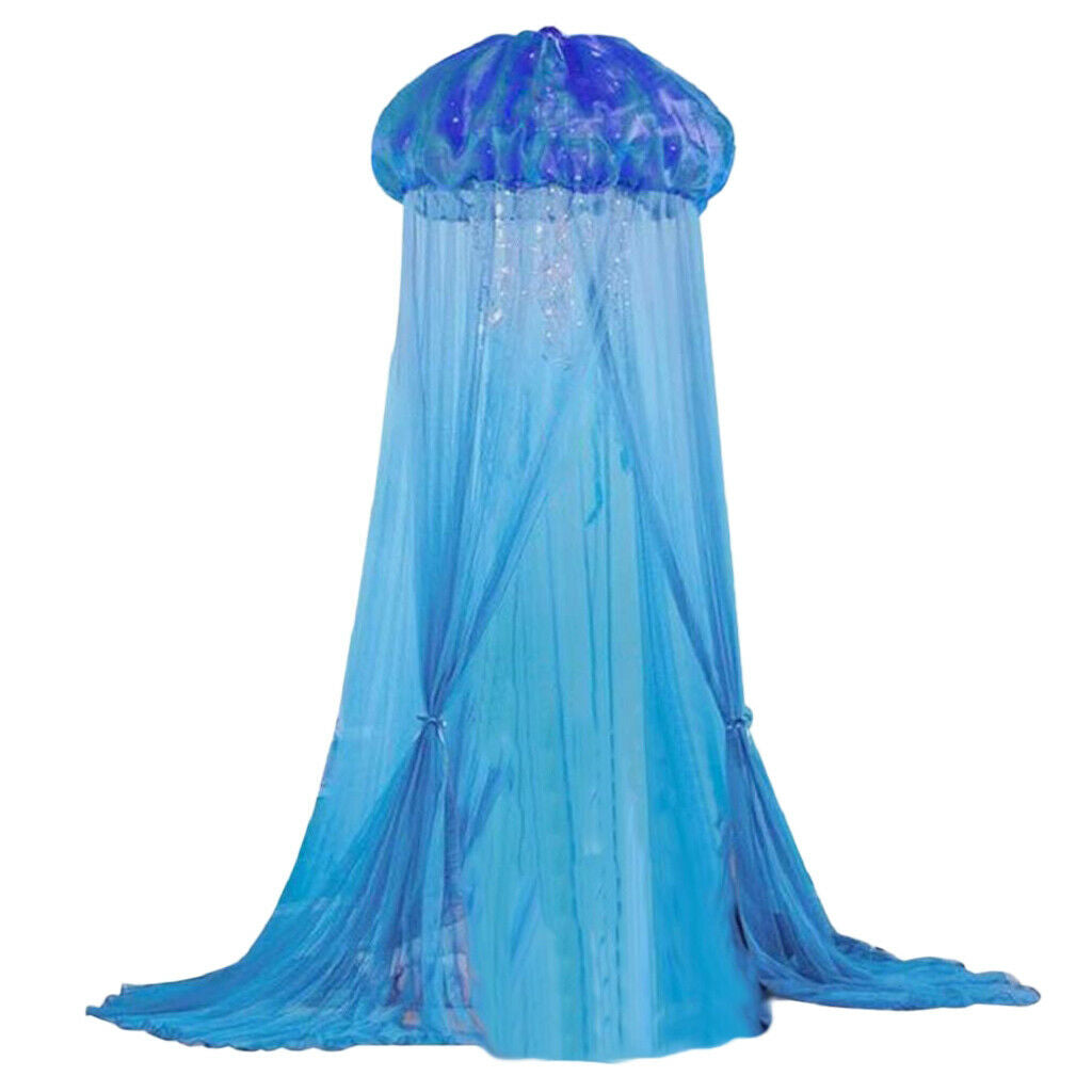 Kids Blue Crib Bed Canopy Bedcover  Net Round Dome Tent Nursery Room