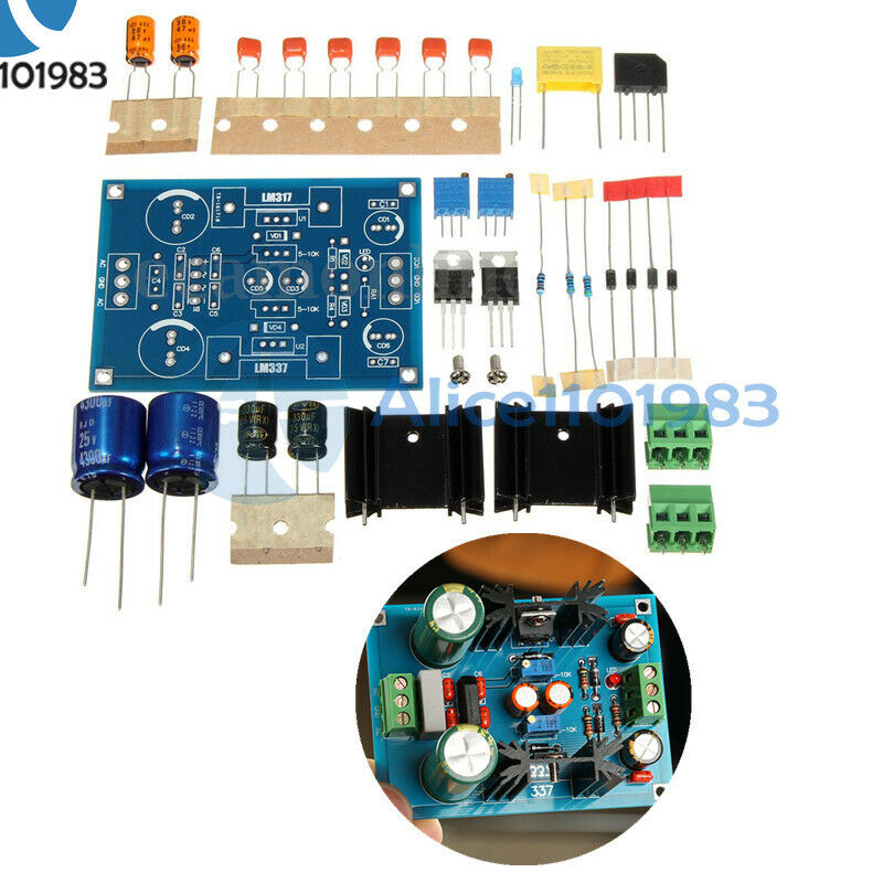 2PCS LM317 LM337 Adjustable Filter Power Supply Kit DIY AC/DC Voltage Regulator