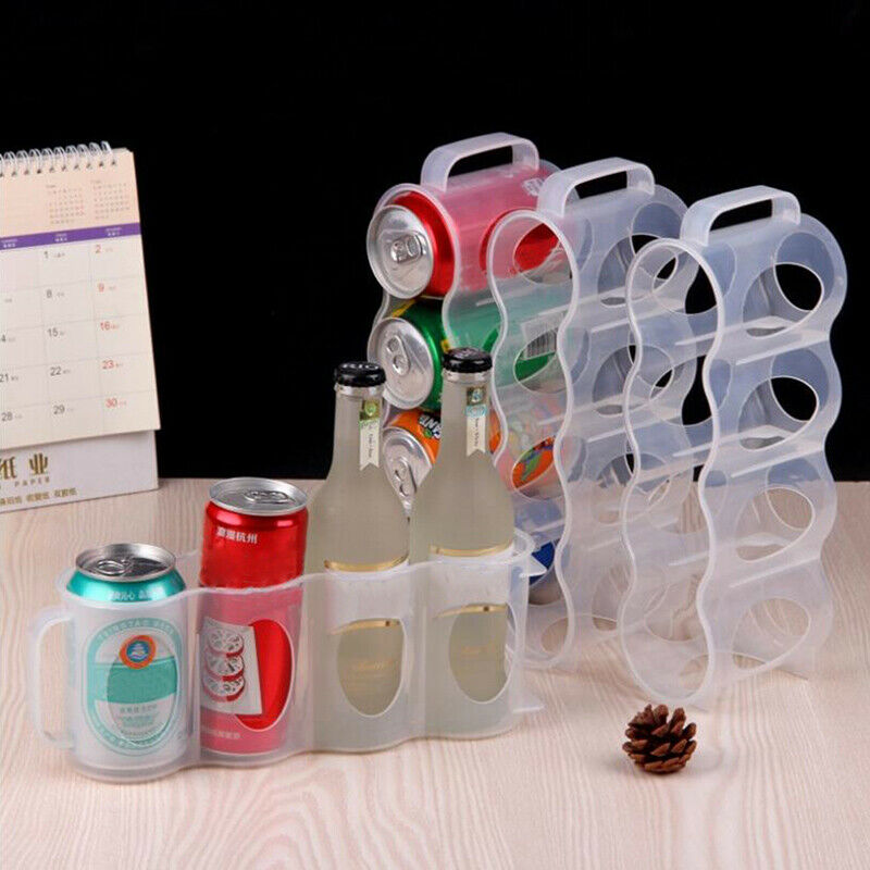 Transparent Drink Bottle Fridge Organizer Case Holder Cans Storage Box Conta*DF