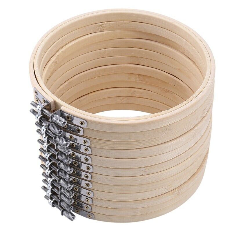 1X(12 Pieces 6 Inch Wooden Embroidery Hoops Bulk Wholesale Bamboo Circle Cro9D9)