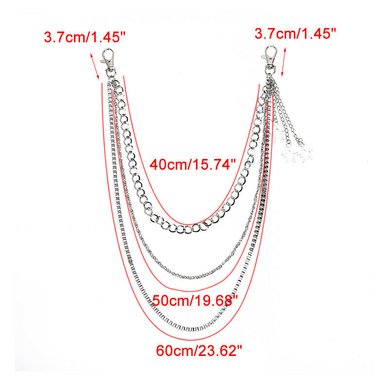 Metal Gothic Pants Chain Hip Hop Punk 3 Layers Jean Key Wallet Chain Star WDDAU