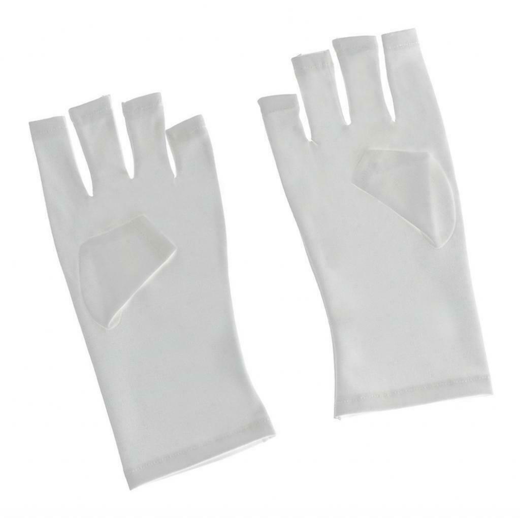 Fabric Anti UV Fingerless UV Protection Gloves for Nail Art Lamp White