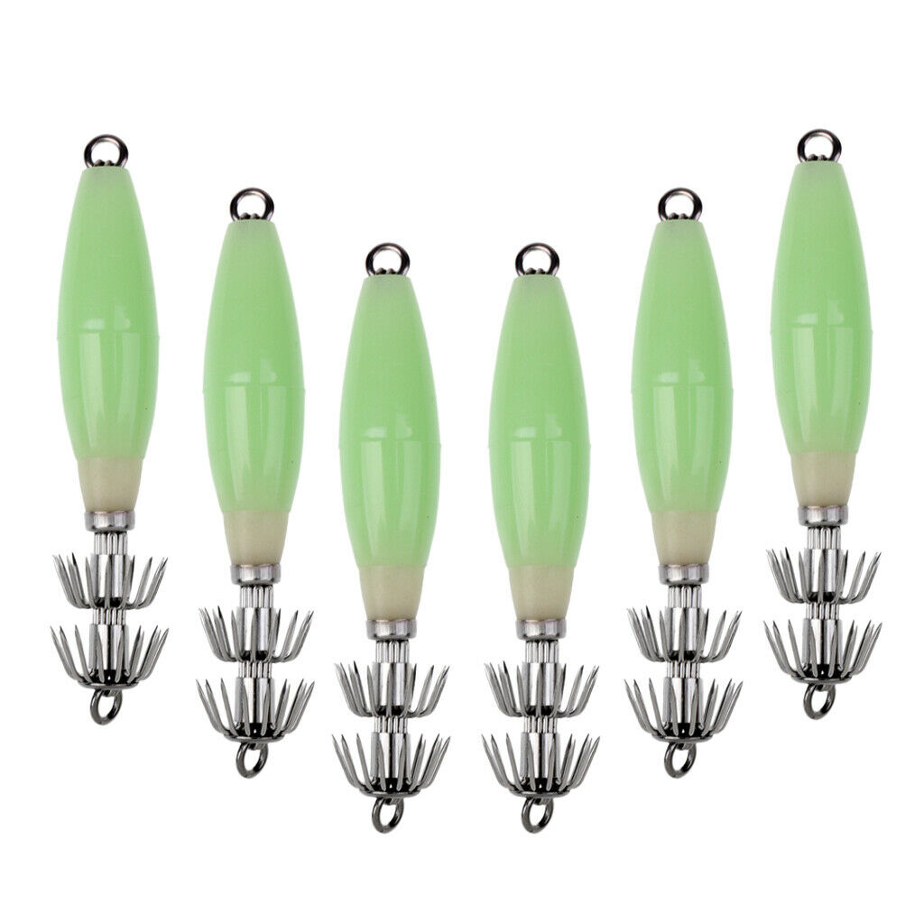 6   Pieces   Luminous   Squid   Jig   Hook   Saltwater   Fishing   Lure   Bait