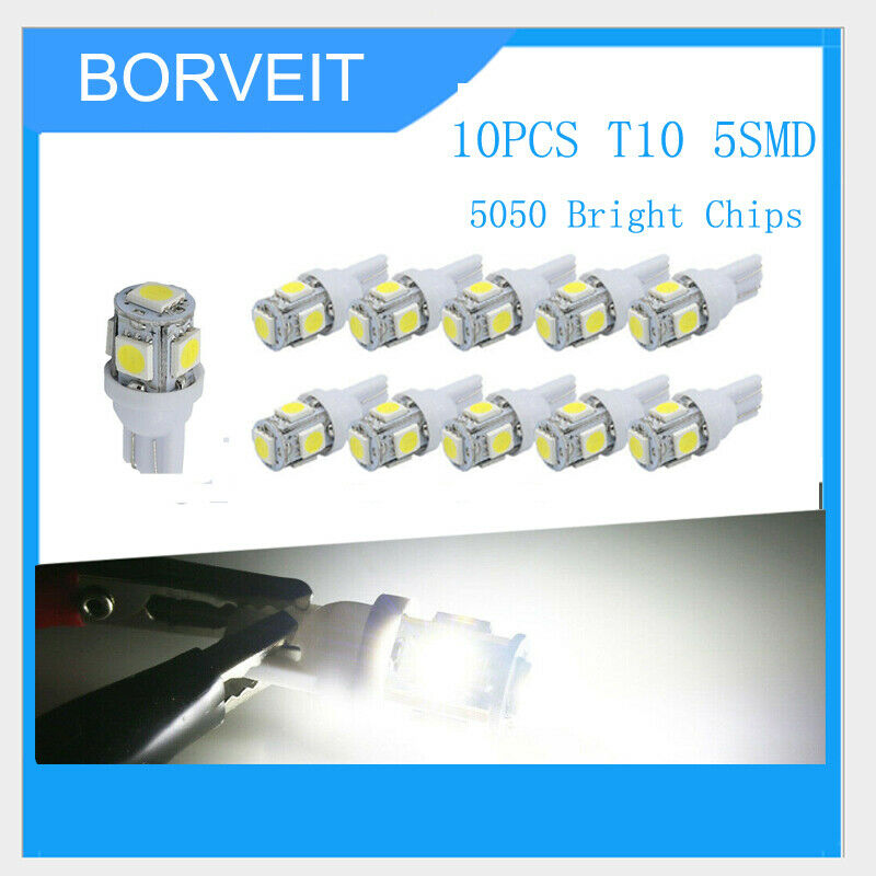 10x Super Bright T10 5SMD LED Dome License Interior Light Bulb 192 194 168 5050