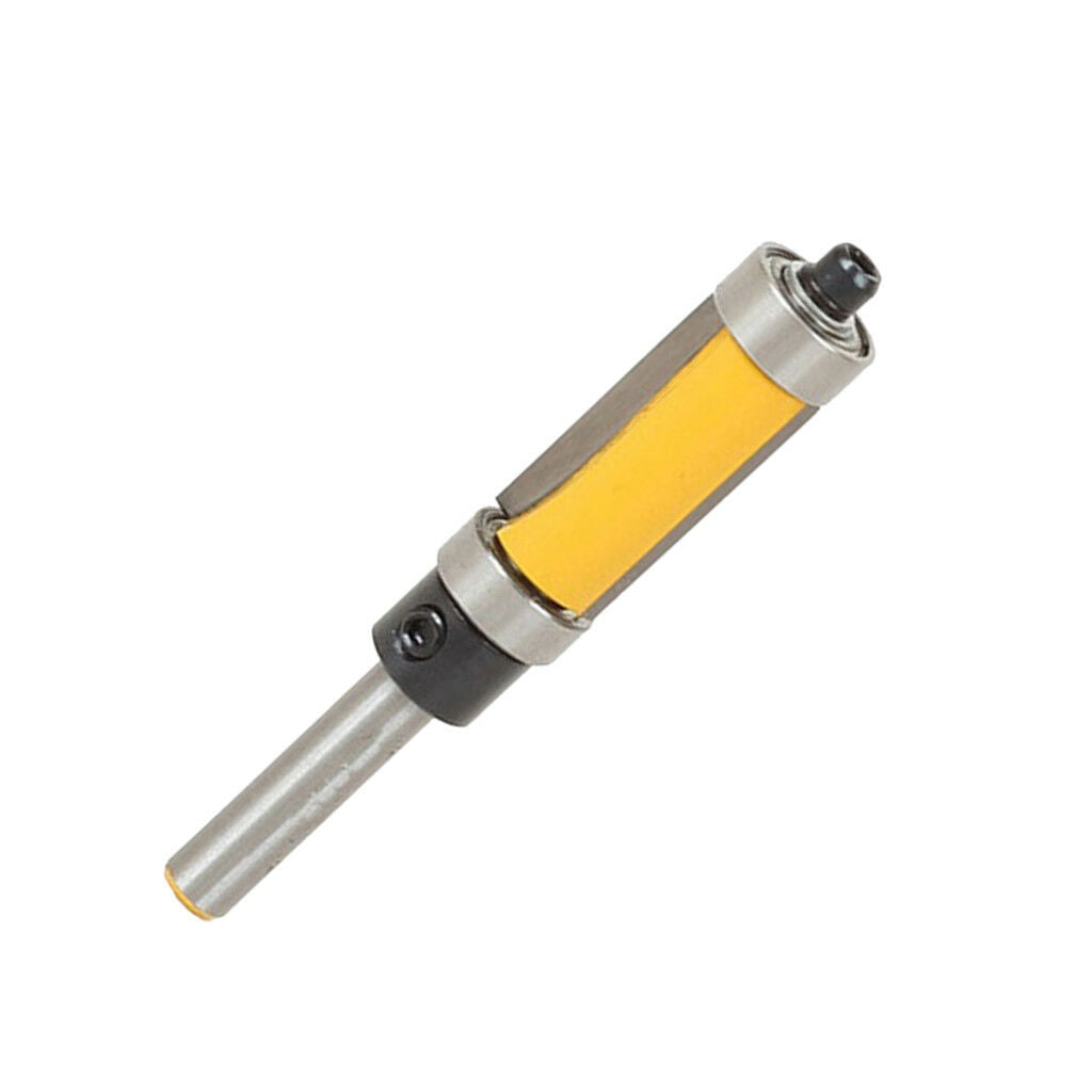 Top Bottom Bearing 1/4" Straight Shank Flush Trim Router Bit 1" H Cutting