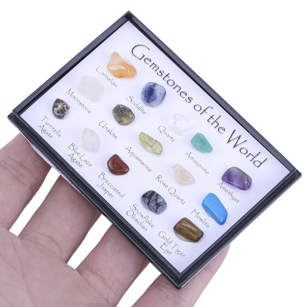 15 PCS/Set Mixed Healing Crystals Tumble Stones Chakra Gemstones Mineral XMAS