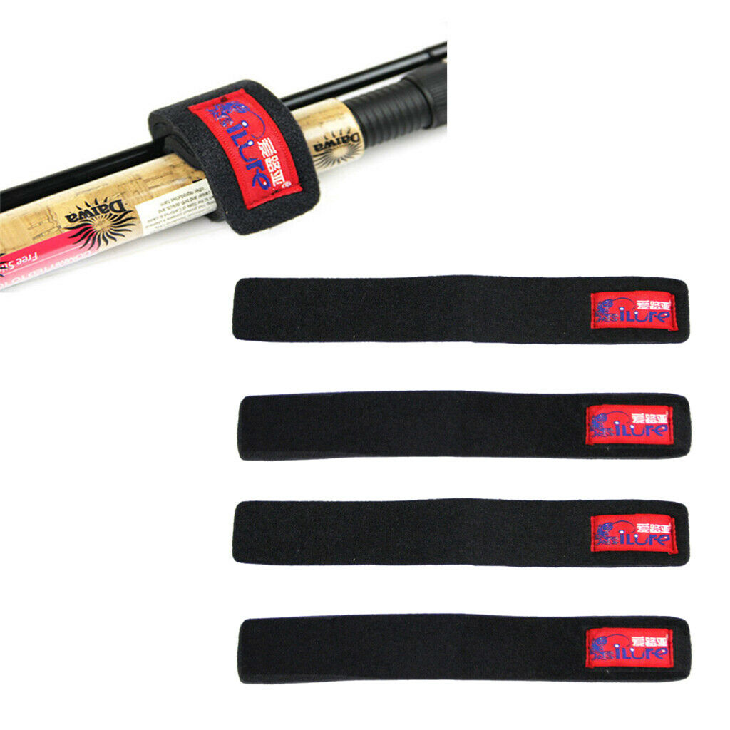4 pcs Fishing Rods Belts Tie Tackle Strap Wrap Band Holder Handy Accessories