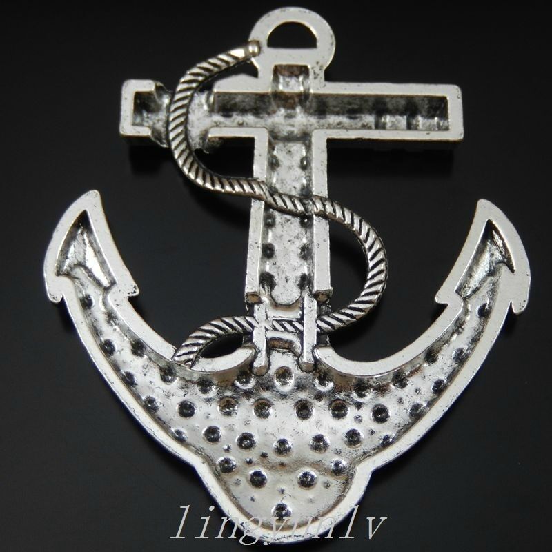 4 Pieces 64x53mm Large Alloy Boat Anchor Charms Pendants Jewelry Findings 50051
