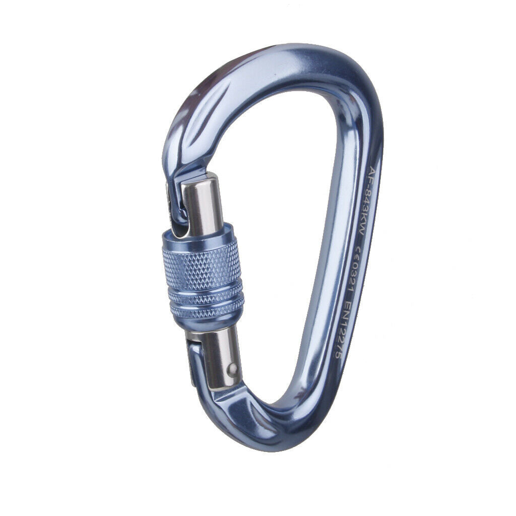 Screw Locking Mountaineering Climbing Aluminum Carabiner 28KN - Light Blue