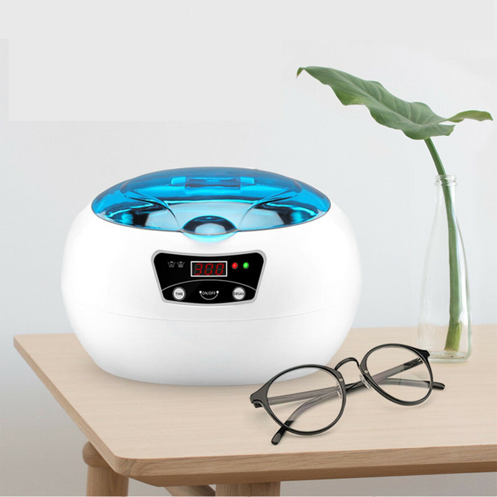 Household Ultrasonic Cleaner 600mL for Jewelry Glasses Ring White UK Plug