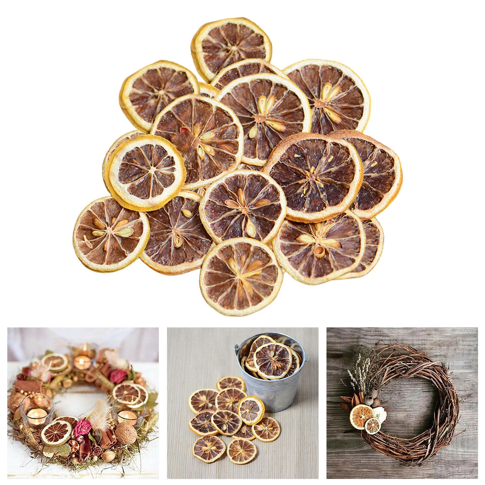 30x Natural Dried Lemon Slice Herbarium DIY Phone Case Soap Art Crafts Tool