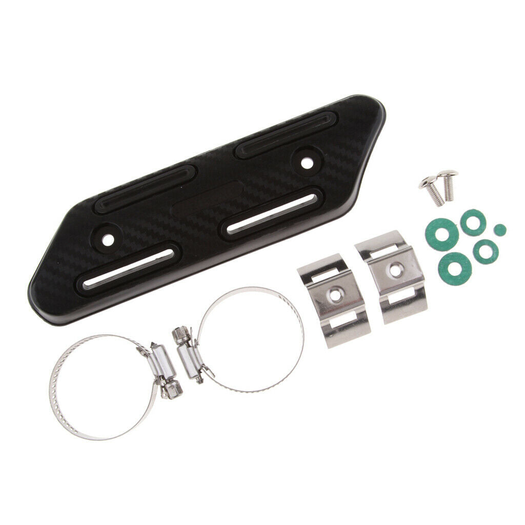 Universal Motorcycle Exhaust Heat Shield Pipe Protector Cover Pad Black