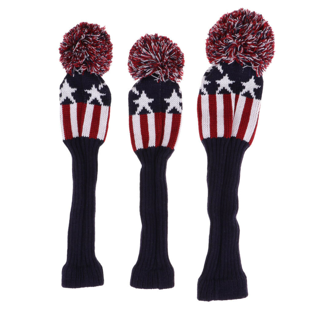 3pcs Golf Club Head Cover The Star Stripe Socks Sleeve For Golf Head Protect