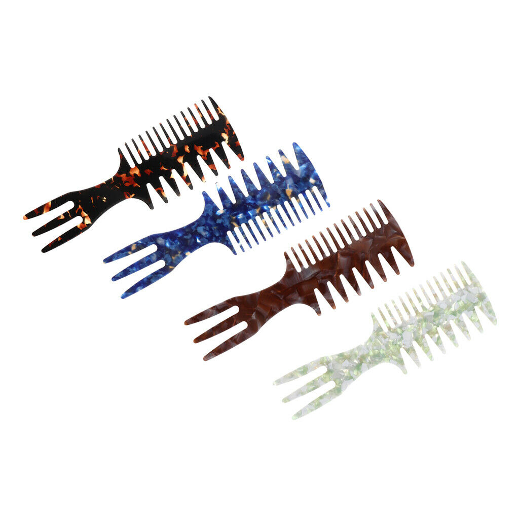 4pcs Barber Styling Comb 3 in 1 Fish Bone Shape Wide Tooth Dyeing Comb for Hair