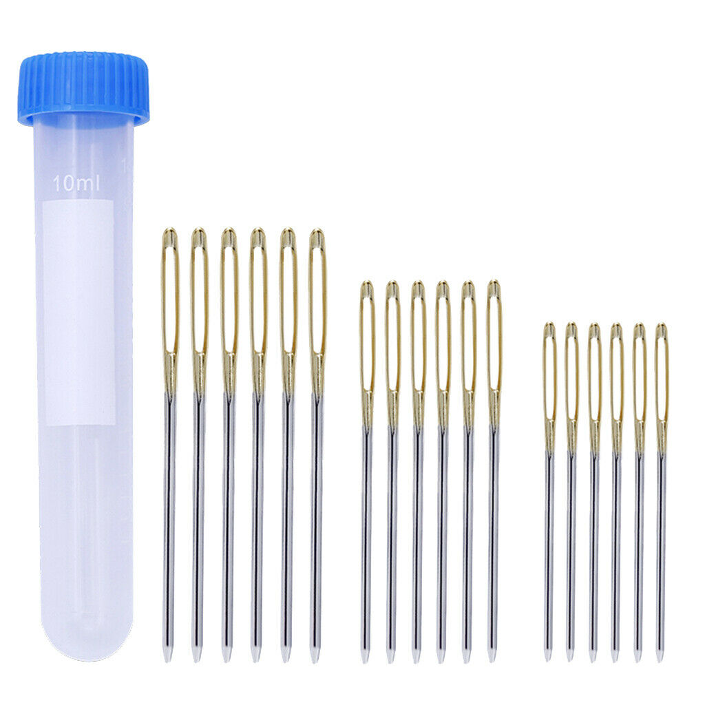18pcs Stainless Steel Blunt Large-Eye Needles Knitting Needles Sewing Tool