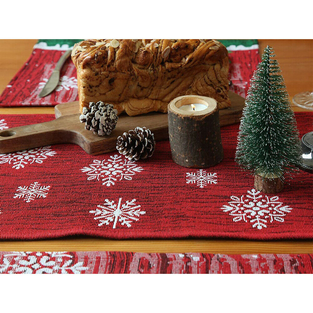 Decorative Snowman Cotton Linen Placemat Tablecloth for Christmas Party Dinner-