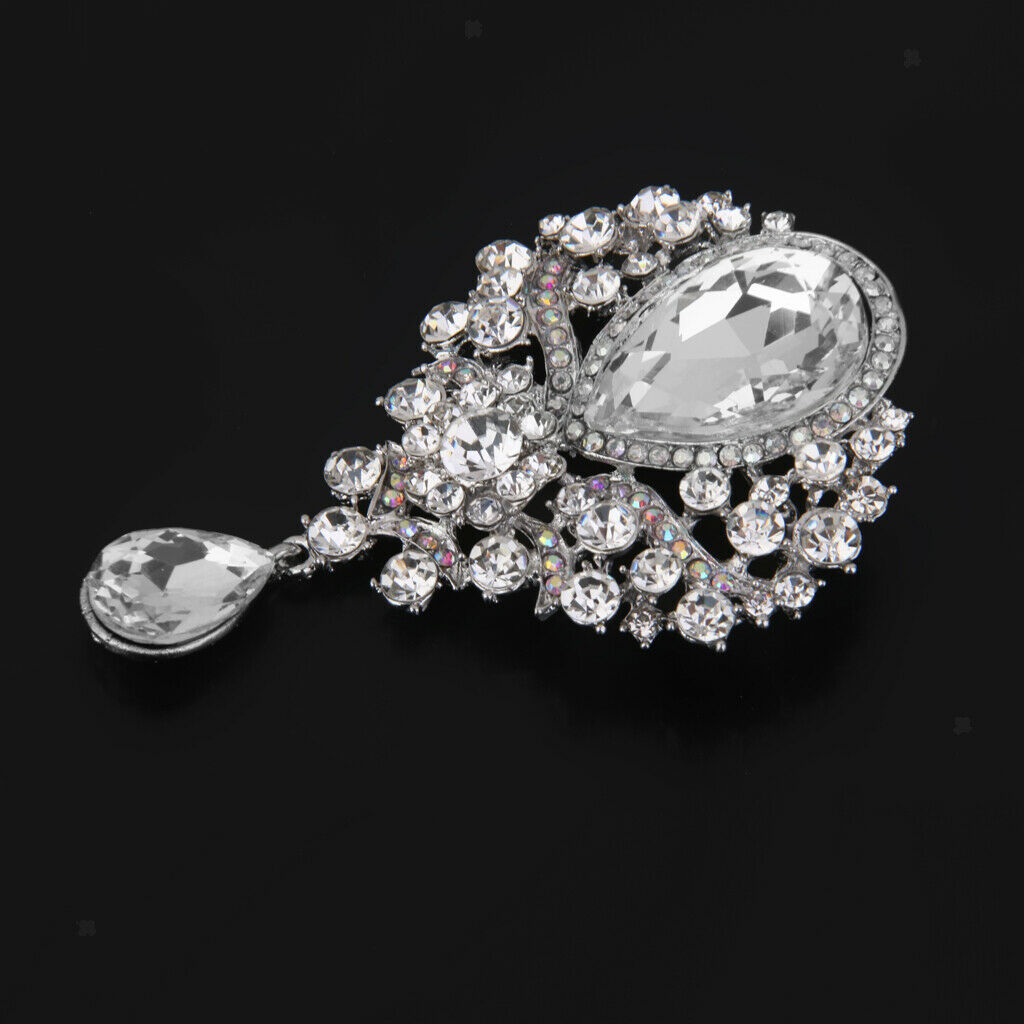 Fashion Women Bridal Rhinestone Drop Pendant Brooch Pin Decor