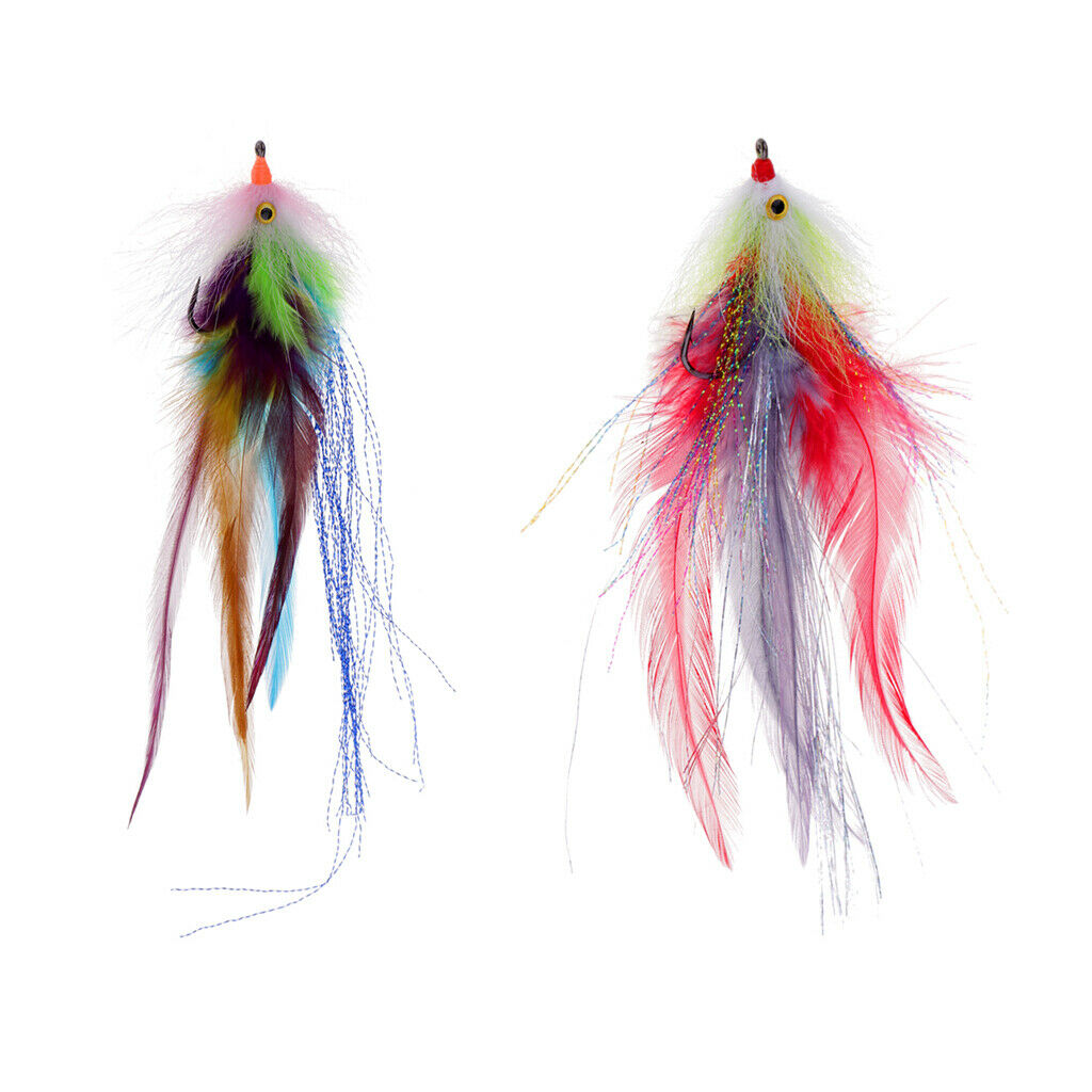 2 Pieces Fly Fishing Saltwater Flies Streamer Steelhead Salmon Striper Pike