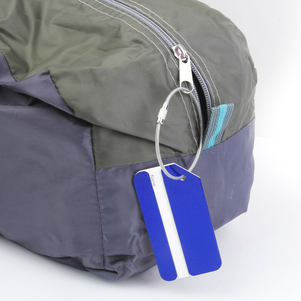 Personalized Aluminum Alloy Metal Luggage Tag Label ID Tag with Chain Blue