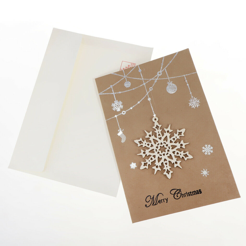 6 Pieces Brown Xmas Tree Wreath Craft Merry Christmas Greeting Cards with