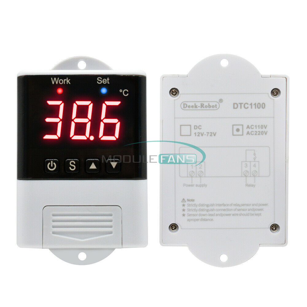 DTC1000 Digital AC 110-220V Temperature Controller Thermostat w/ LED Display