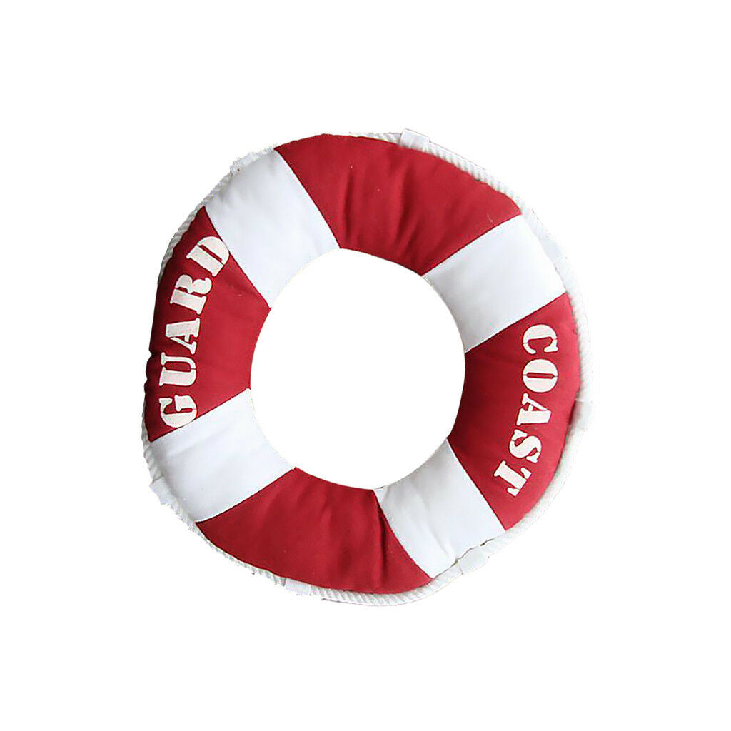 Life Buoy Mediterranean Coast Guard 40" Pillow Sofa Cushion Home Decor Red
