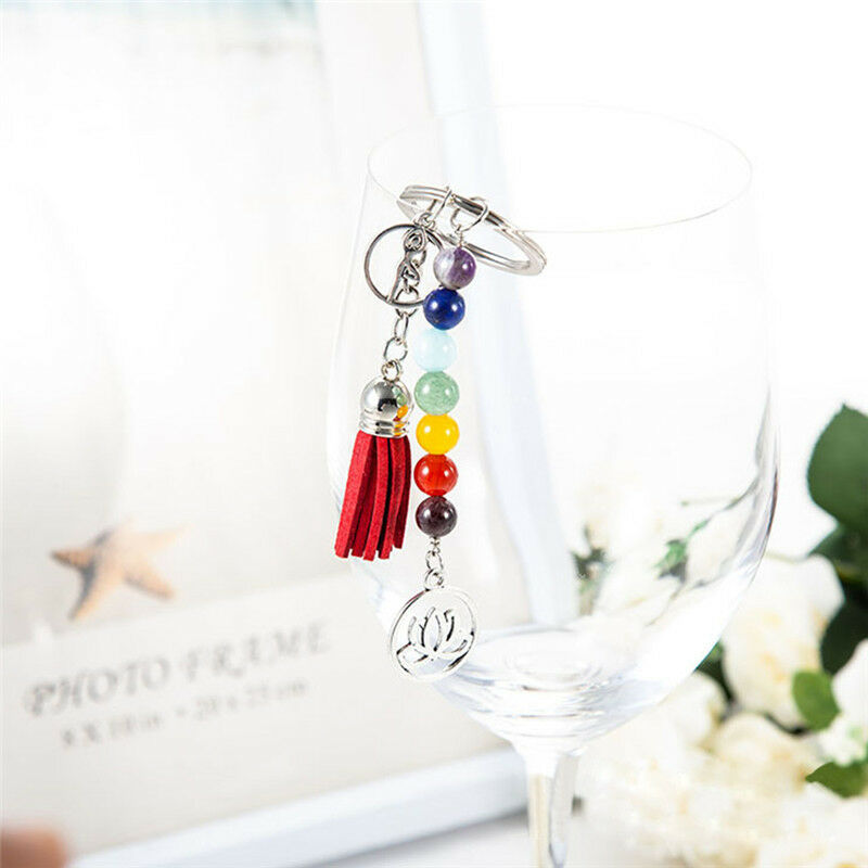 Tassel Lotus  8mm Beads Key Chain Ring Keychain Family Gift jewelry@X.l8
