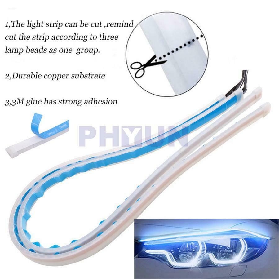 2PC 45CM LED Daytime Running Light DRL RGB Color Bluetooth Control Turning Lamp
